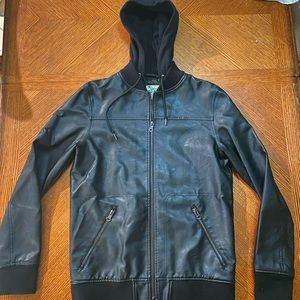 Dravus Black Hooded Leather Jacket